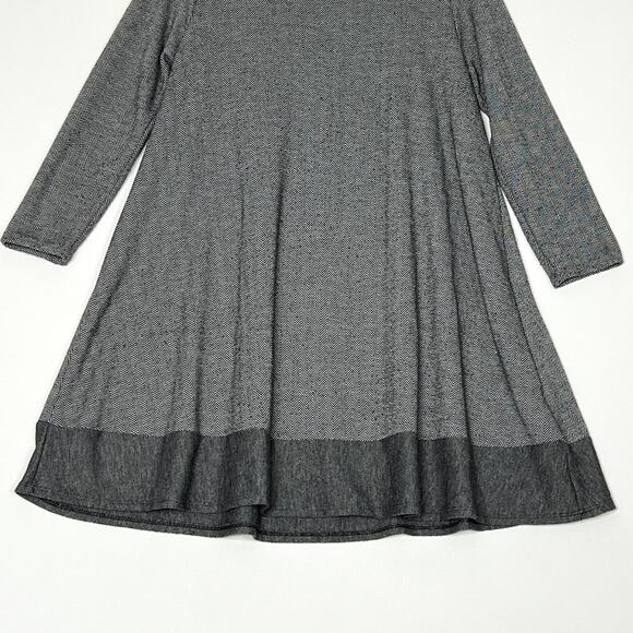 Anthropologie Puella Savant Swing Shift Dress Herringbone Elbow Patch Gray Small - Picture 4 of 10